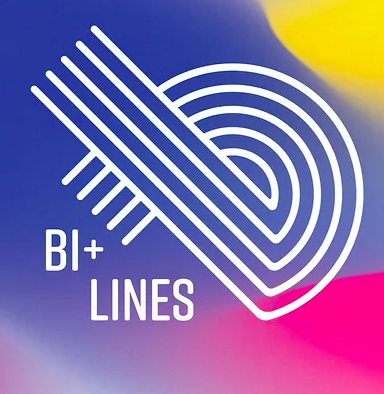 an image of the Bi-Lines logo in white on a blue, pink and yellow background